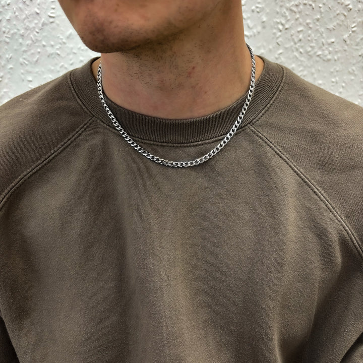 Silver Cuban Chain Necklace 5MM