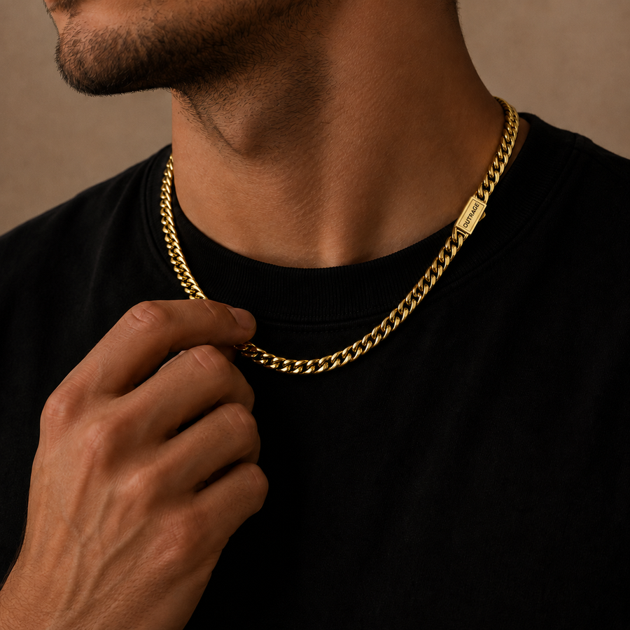 Gold Cuban Bracelet & Chain Set – 8mm