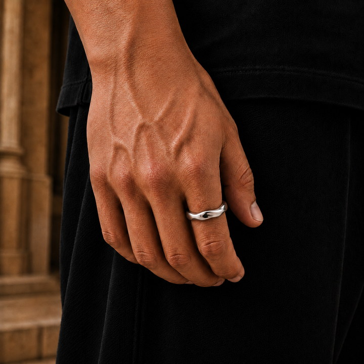 Silver Wavy Band Ring 6MM