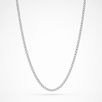 A classic silver curb chain necklace shown in a clean studio setting against a white background.
