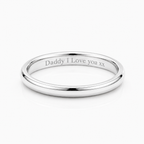 A polished silver band ring engraved with the message 'Daddy I Love you xx' on a clean white background.