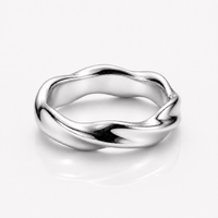 Silver Wavy Band Ring 6MM