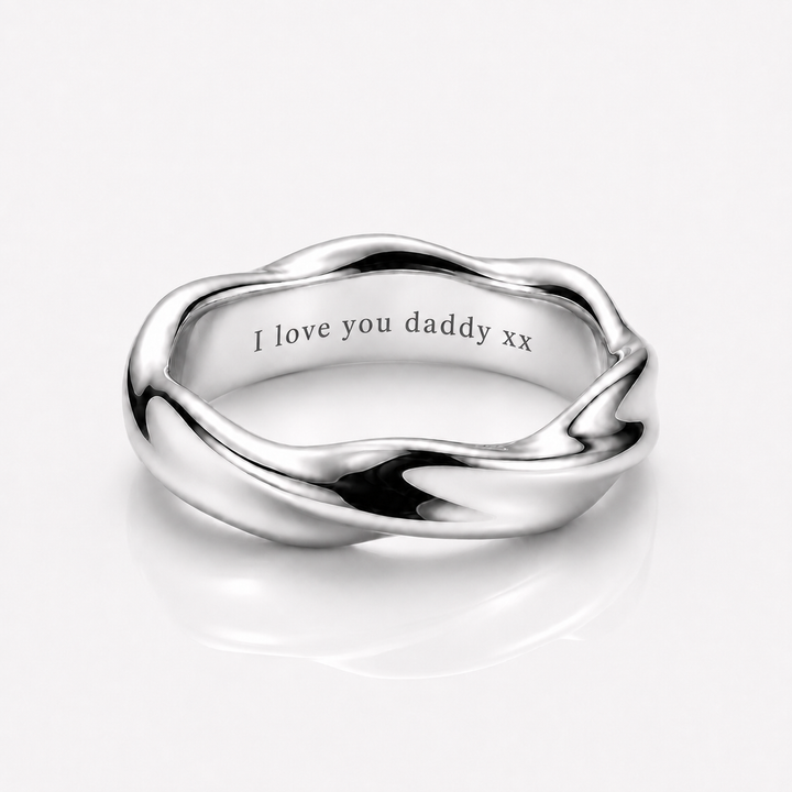 An engraved mens band ring by Outrage London