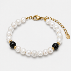 Onyx Stone Pearls Bracelet