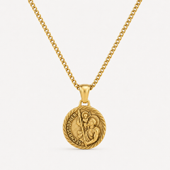 Gold St Christopher Necklace Pendant