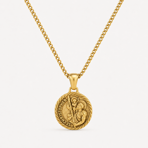Gold St Christopher Necklace Pendant