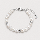 Silver Beaded Genuine Freshwater Pearl Bracelet