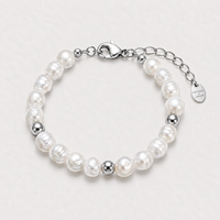 Silver Beaded Genuine Freshwater Pearl Bracelet