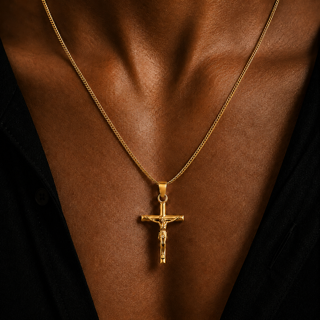 Gold Crucifix Cross Necklace Pendant