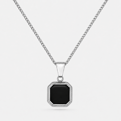 Silver Onyx Stone Necklace Pendant