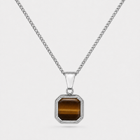 Silver Tiger Eye Stone Necklace Pendant