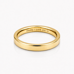 A polished yellow gold band ring engraved with 'Daddy I Love you xx' on a clean white background.