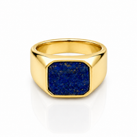Gold Lapis Stone Signet Ring
