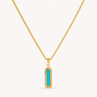 Gold Turquoise Stone Necklace Pendant