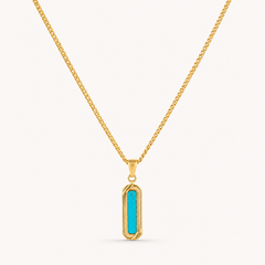 Gold Turquoise Stone Necklace Pendant