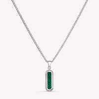 Silver Malachite Stone Necklace Pendant