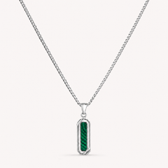 Silver Malachite Stone Necklace Pendant