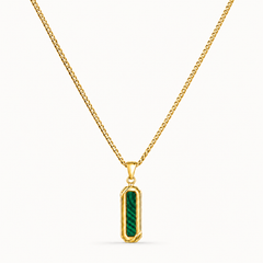 Gold Malachite Stone Necklace Pendant