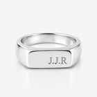 Silver Engraved Rectangle Signet Ring