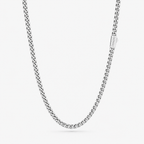 Silver chain necklace on a white background