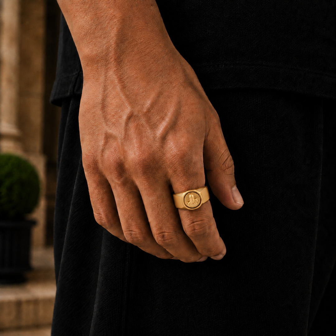 Gold Zeus God Signet Ring