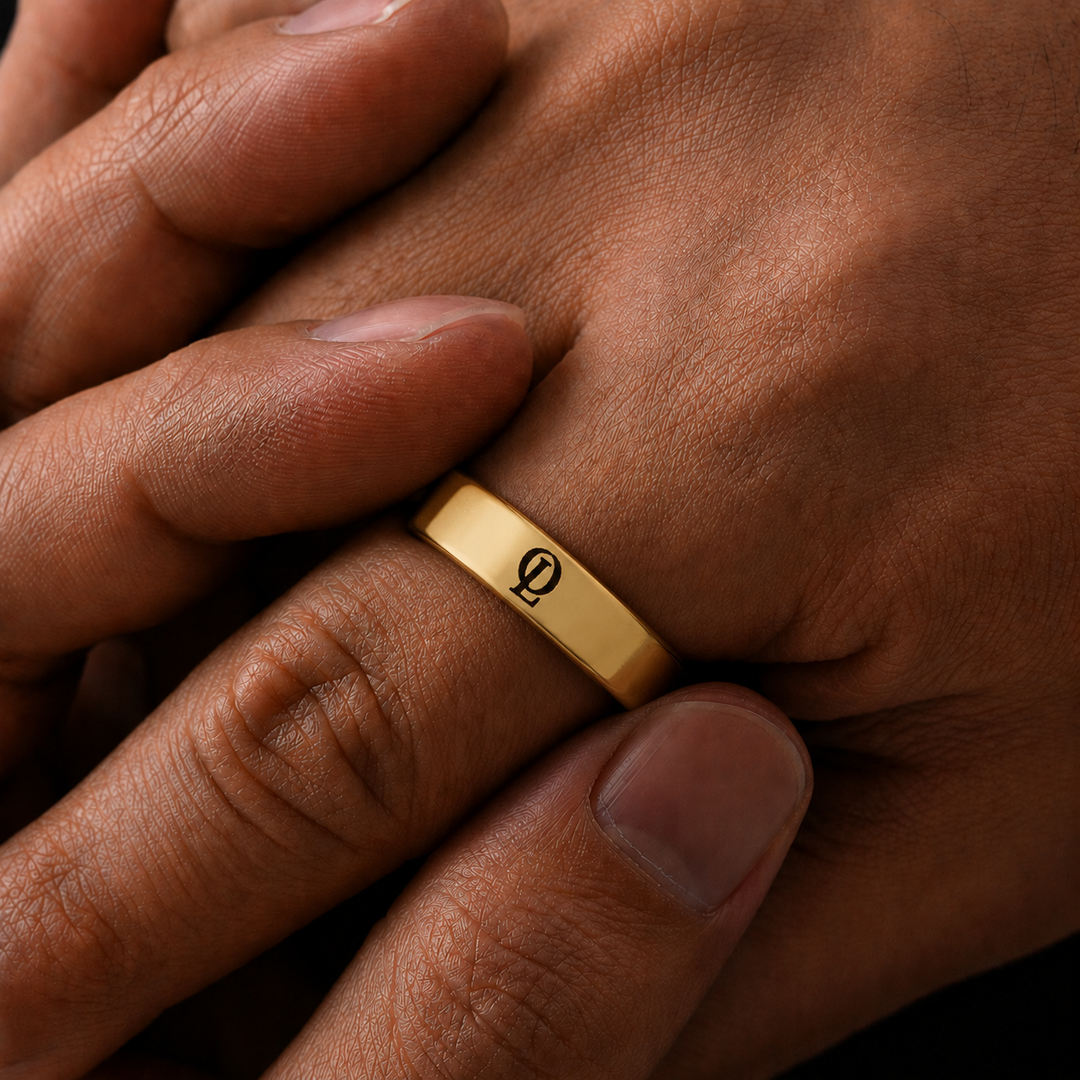Gold Outrage Signature Band Ring 5MM