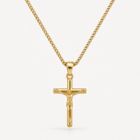 Gold Crucifix Cross Necklace Pendant