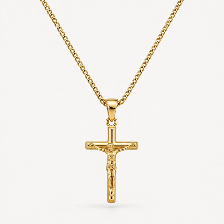 Gold Crucifix Cross Necklace Pendant