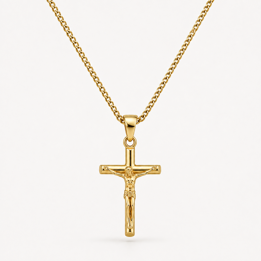 Gold Crucifix Cross Necklace Pendant