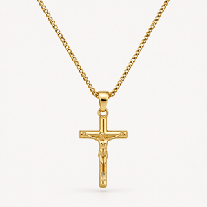 Gold Crucifix Cross Necklace Pendant