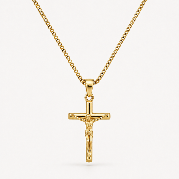 Gold Crucifix Cross Necklace Pendant
