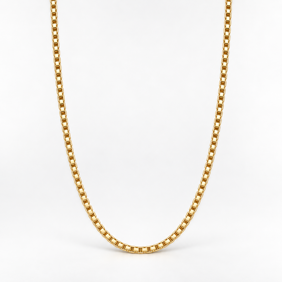 Gold Square Box Chain Necklace - 3mm