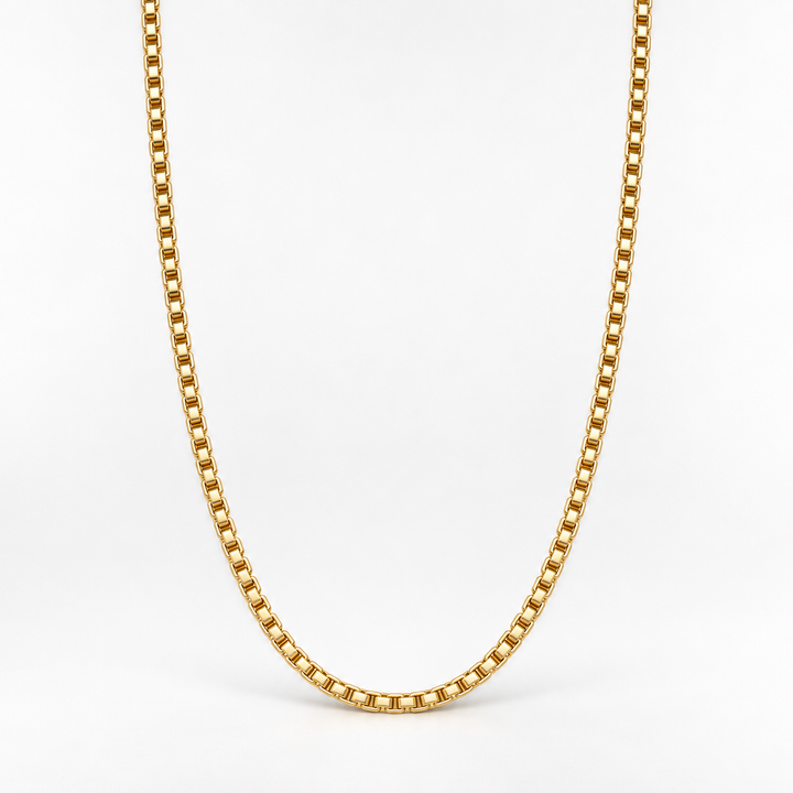 Gold Square Box Chain Necklace - 3mm