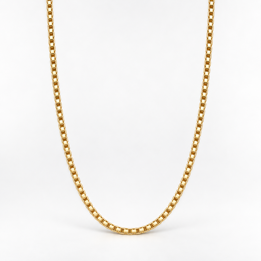 Gold Square Box Chain Necklace - 3mm