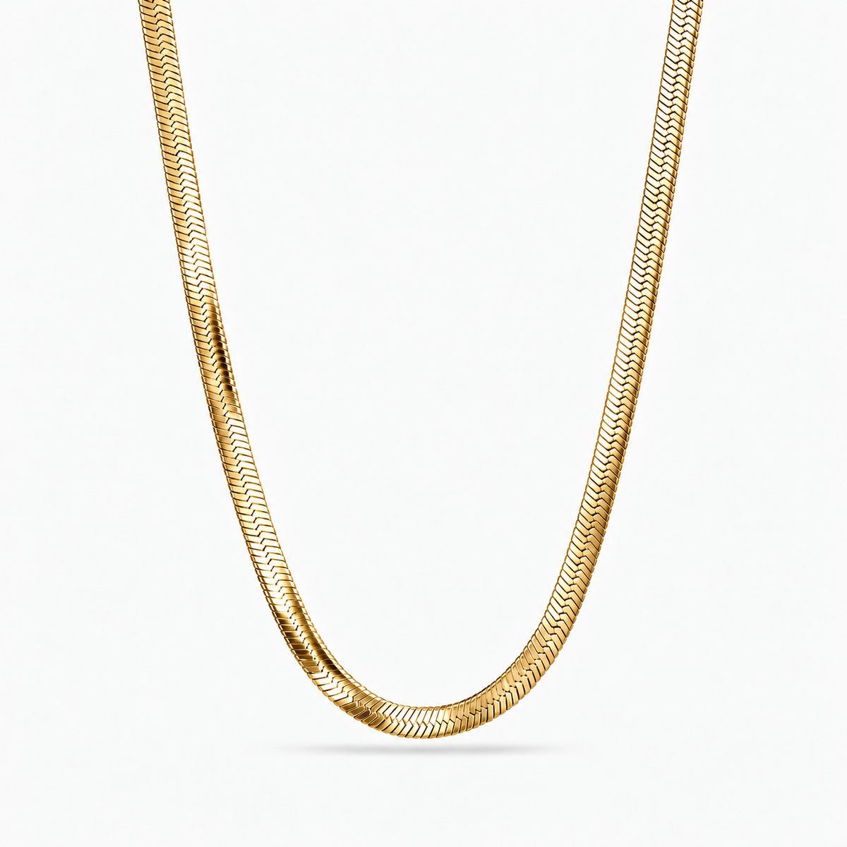 Gold Herringbone Chain Necklace – 5mm