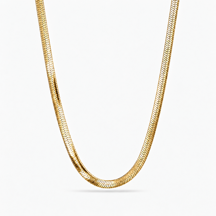 Gold Herringbone Chain Necklace – 5mm