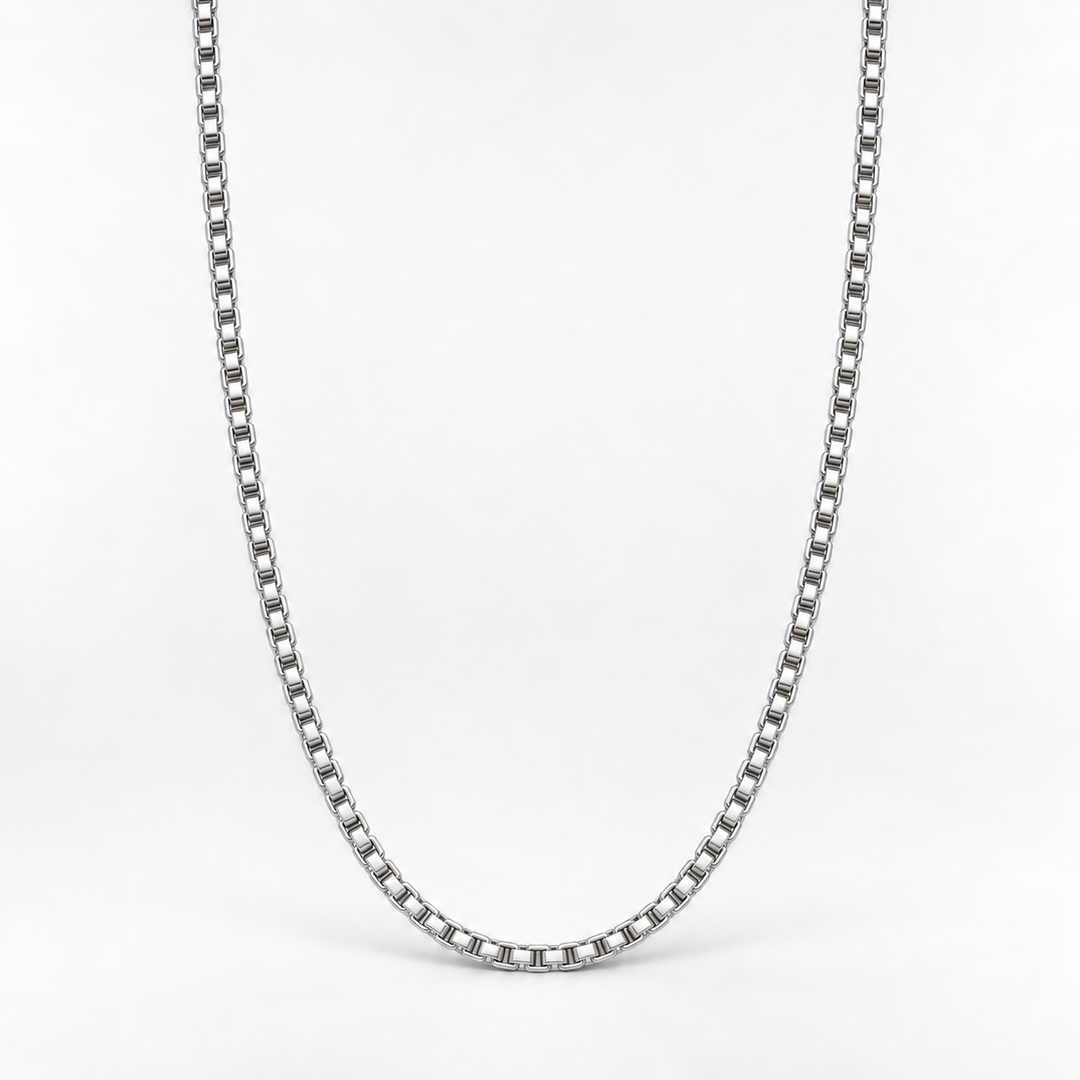Silver Box Chain Necklace -3mm