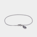 2mm silver connell chain bracelet on a white background