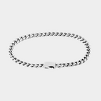 Silver chain bracelet on a white background