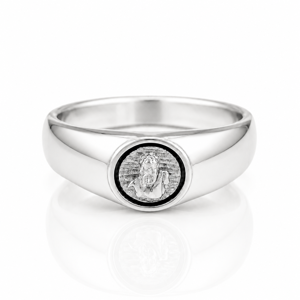 Silver Zeus God Signet Ring