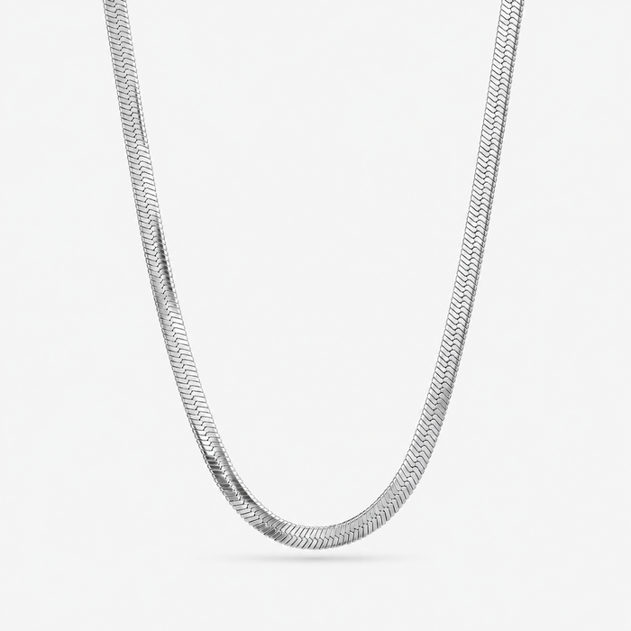 Silver Herringbone Chain Necklace – 5mm