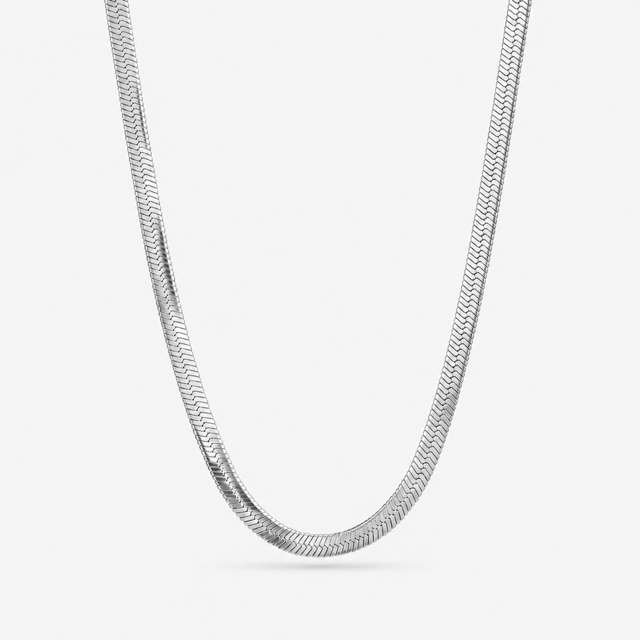 Silver Herringbone Chain Necklace – 5mm