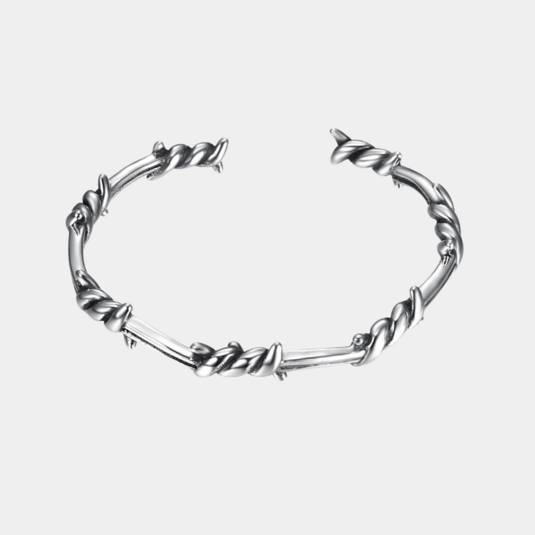 Silver Barbed Wire Bracelet Adjustable