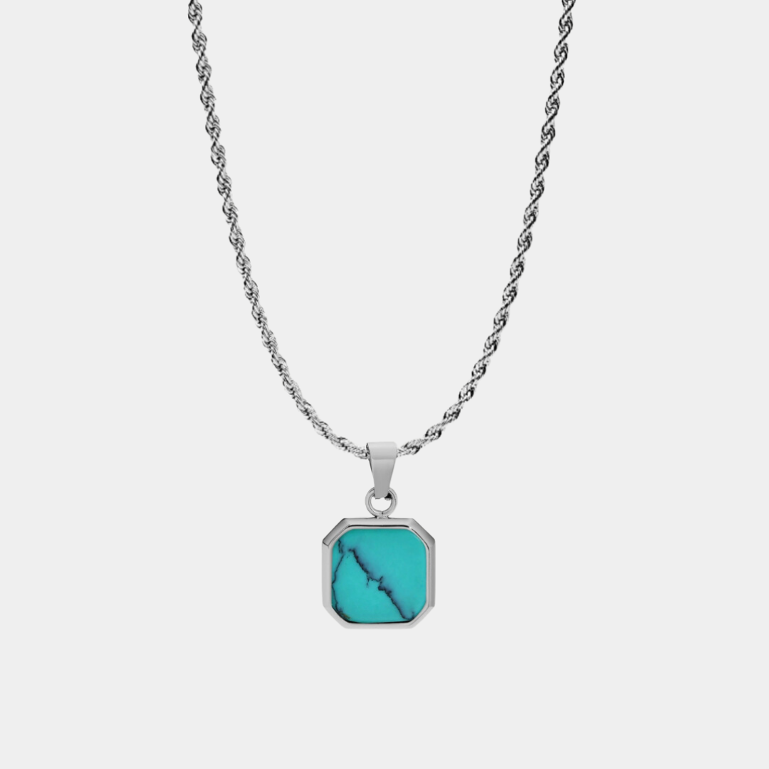 Silver Genuine Turquoise Stone Necklaces Pendant