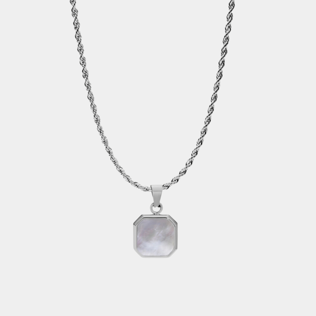 Silver Genuine White Quartz Stone Necklace Pendant