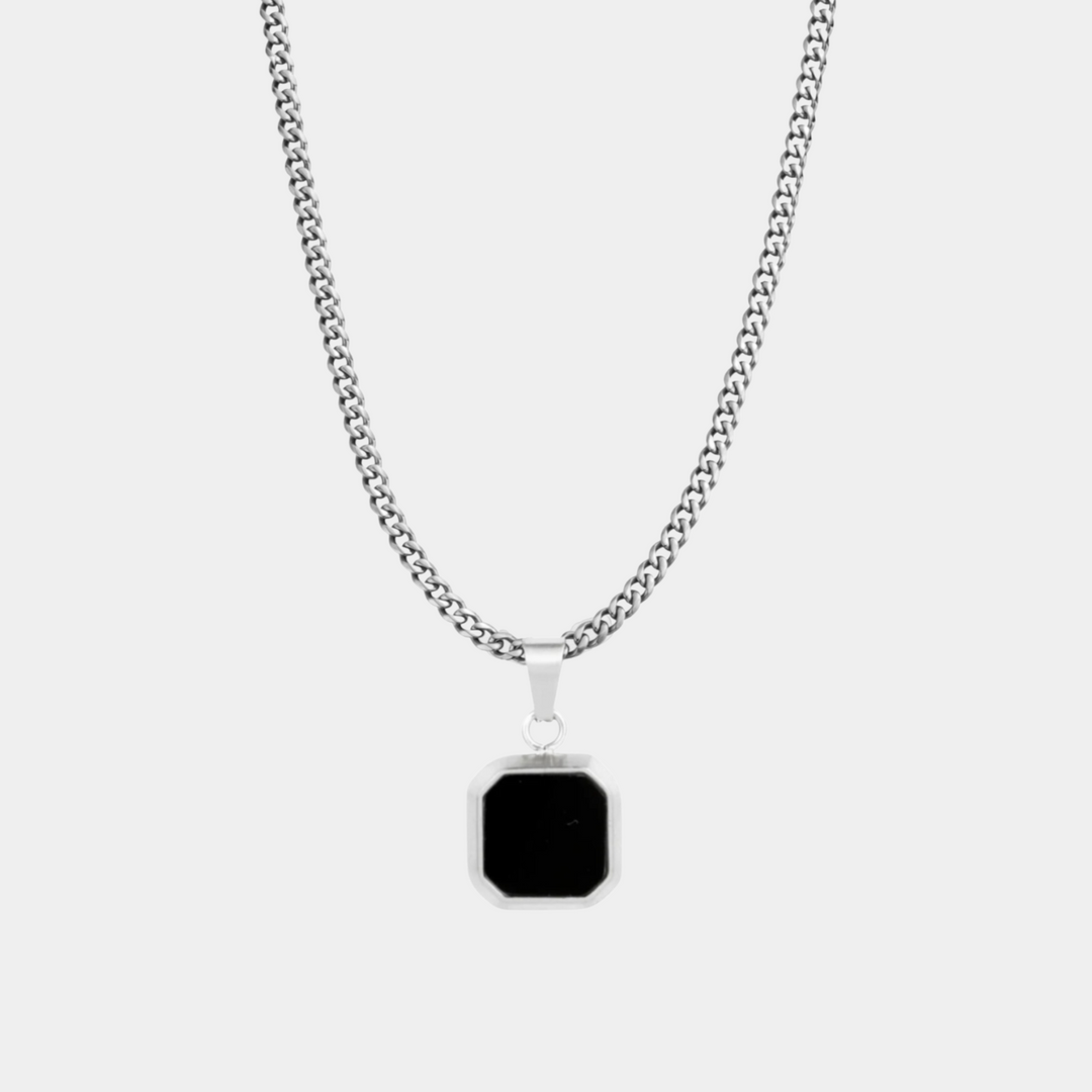 Silver Onyx Stone Necklace Pendant