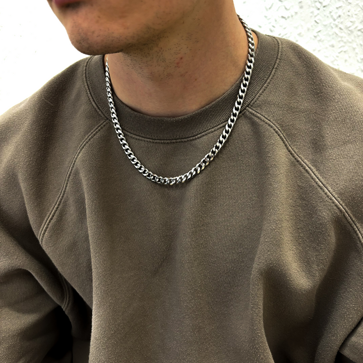 Silver Curb Chain Necklace 7MM