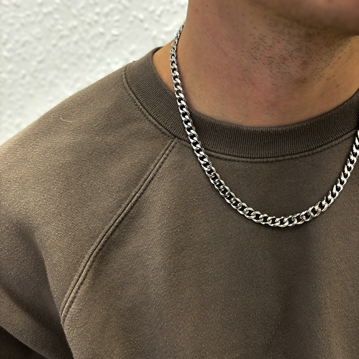 Silver Curb Chain Necklace 7MM