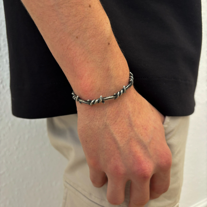 Silver Barbed Wire Bracelet Adjustable