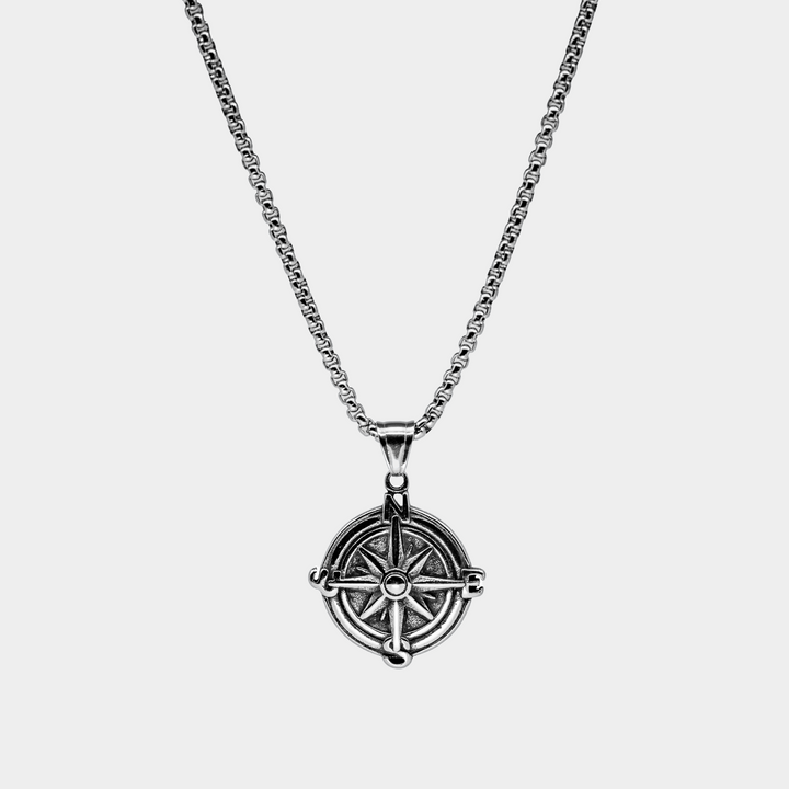 Silver Compass Necklace Pendant